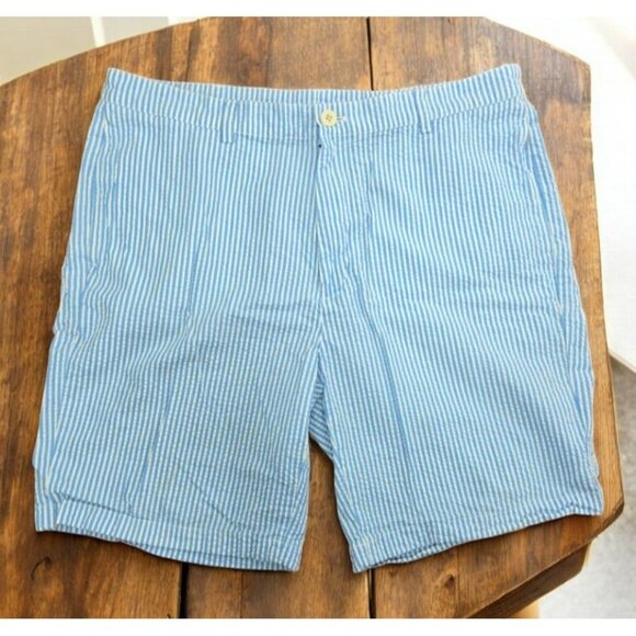 Vineyard Vines Mens Seersucker Club Shorts 38 Blue Striped Lightweight - Picture 1 of 7